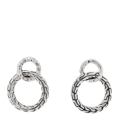 John Hardy Sterling Silver Carved Chain Interlink Stud Earrings 1 of 6