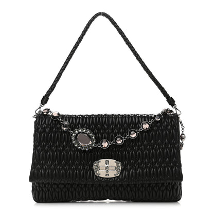 Miu Miu Nappa Matelasse Crystal Flap Clutch Black 1 of 10