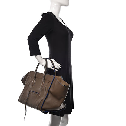 Celine Supple Calfskin Medium Phantom Luggage Khaki Cobalt Trim 2 of 20