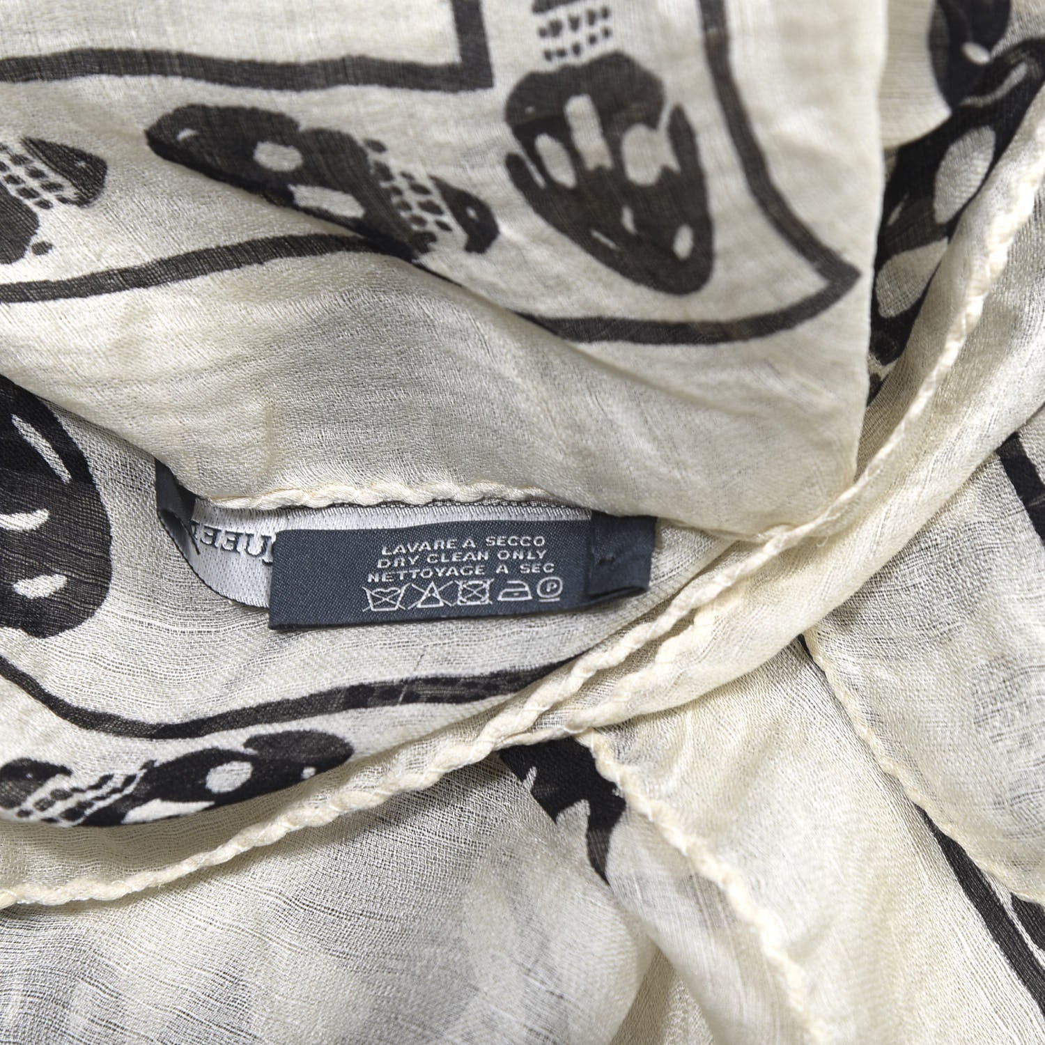 Alexander McQueen Silk Chiffon Skull Scarf Ivory Black 4 of 4