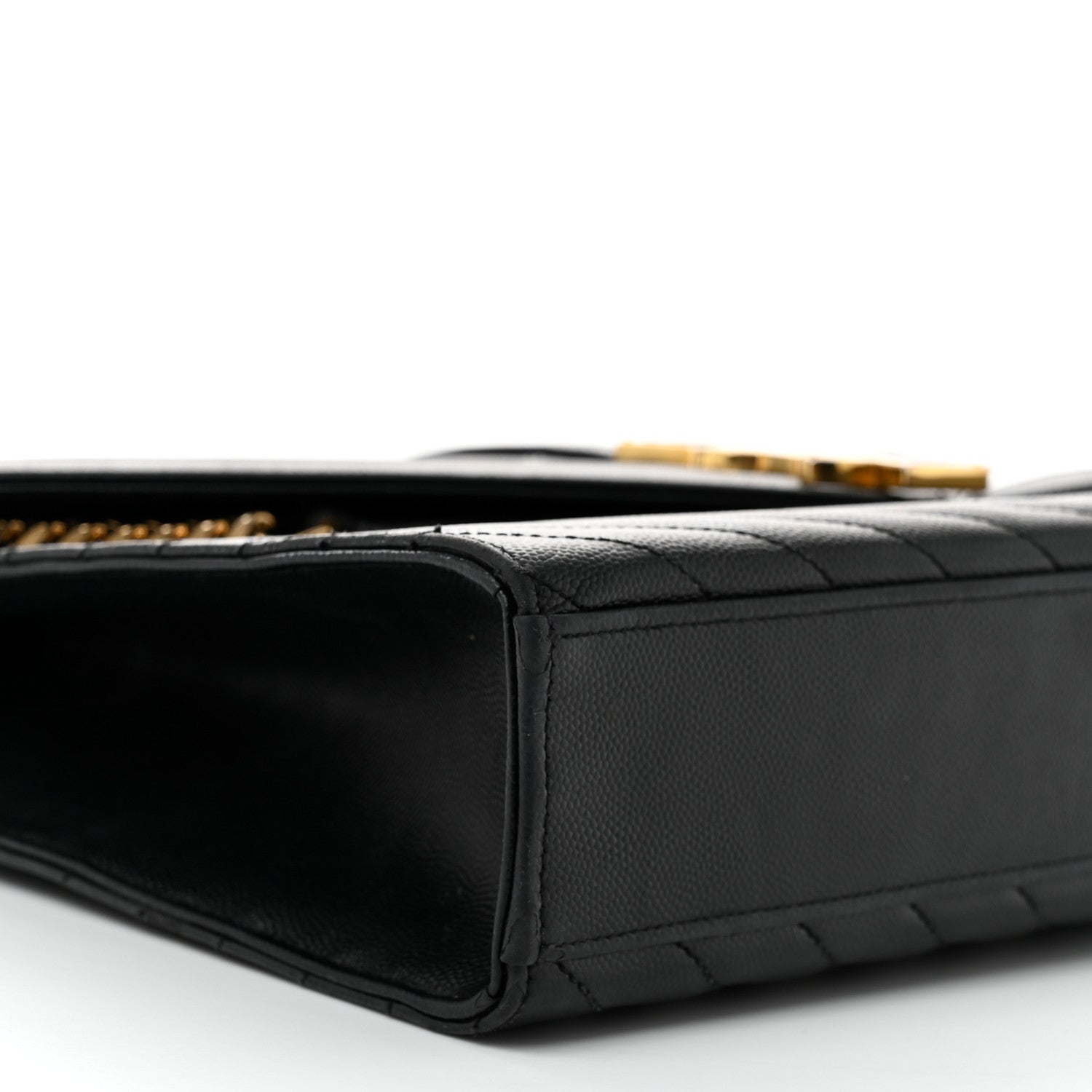 Saint Laurent Grain De Poudre Matelasse Chevron Large Monogram Satchel Black 9 of 10