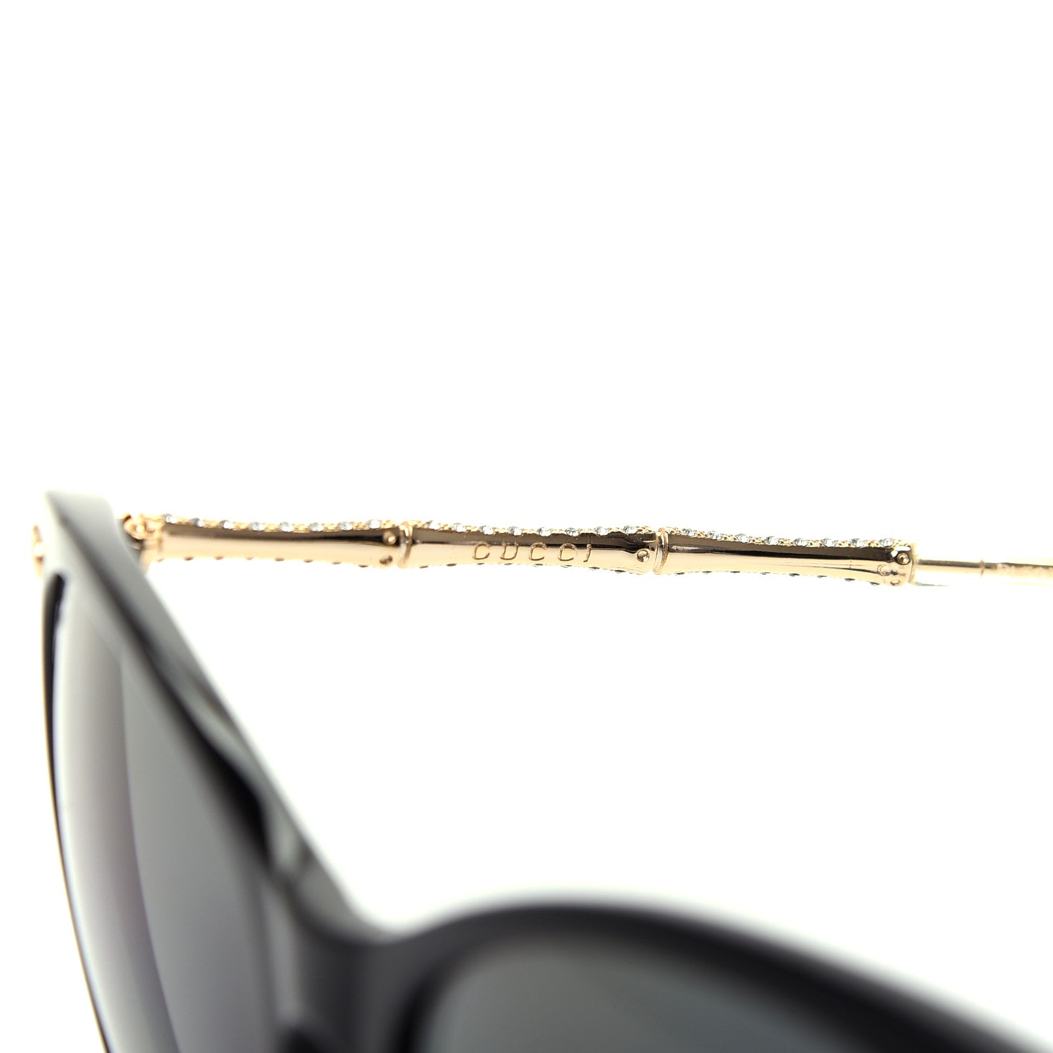 Gucci Crystal Bamboo Cat Eye Sunglasses GG3771 Black Gold 5 of 7