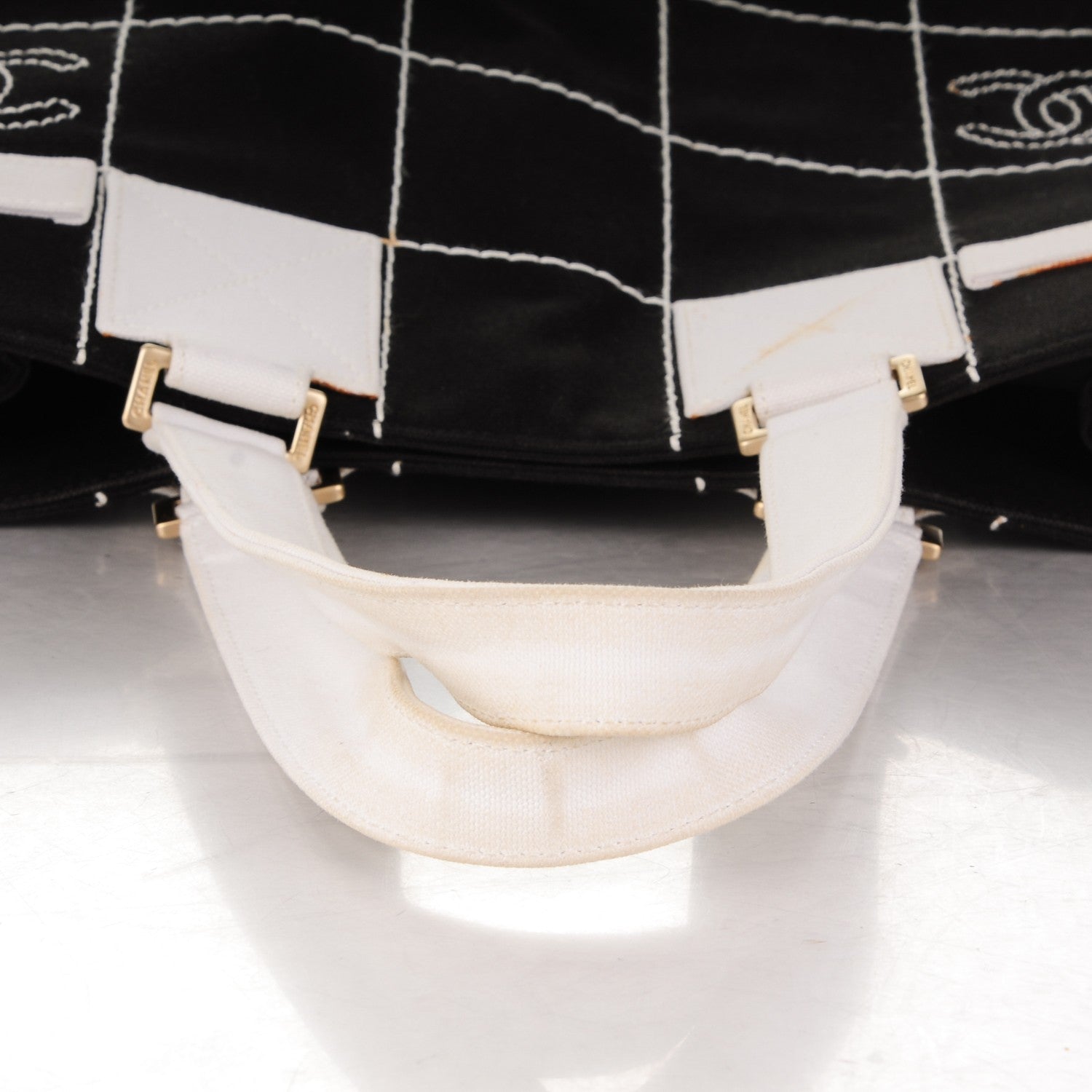Chanel Canvas Square Stitched CC Tote Black 8 of 9