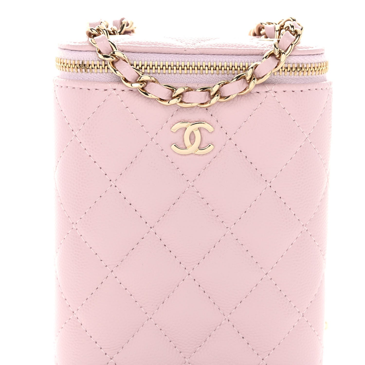 Chanel Caviar Quilted Vertical Coco Beauty Vanity Case With Chain Pale Pink 8 of 10