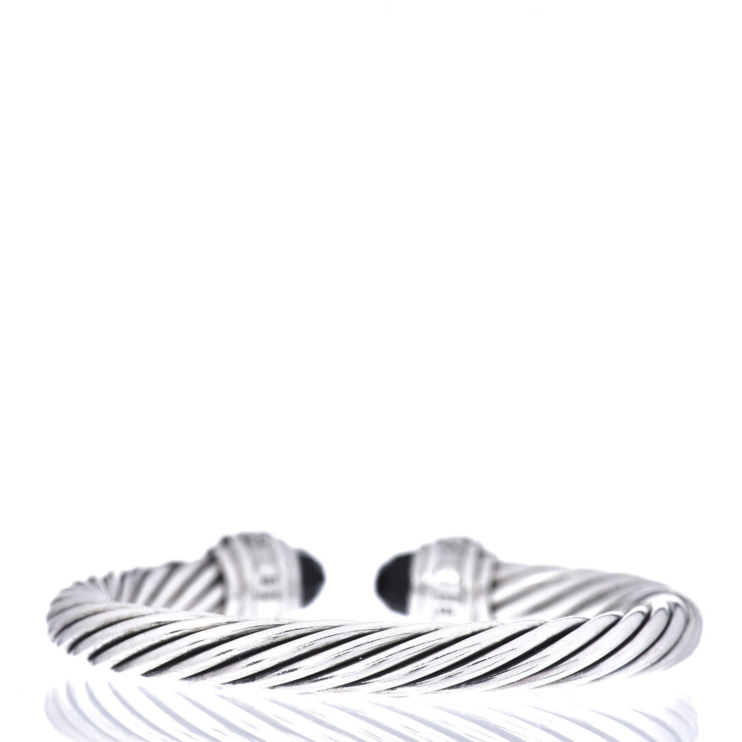Sterling Silver Diamond Black Onyx 7mm Cable Classics Bracelet