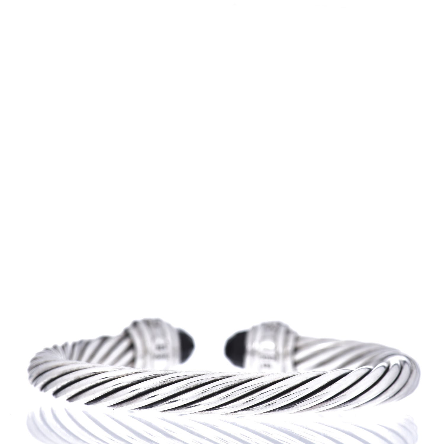 David Yurman Sterling Silver Diamond Black Onyx 7mm Cable Classics Bracelet 3 of 4