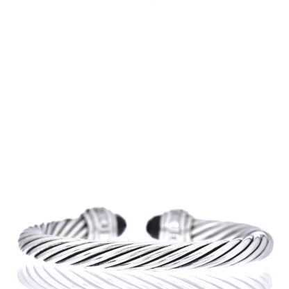 David Yurman Sterling Silver Diamond Black Onyx 7mm Cable Classics Bracelet 3 of 4