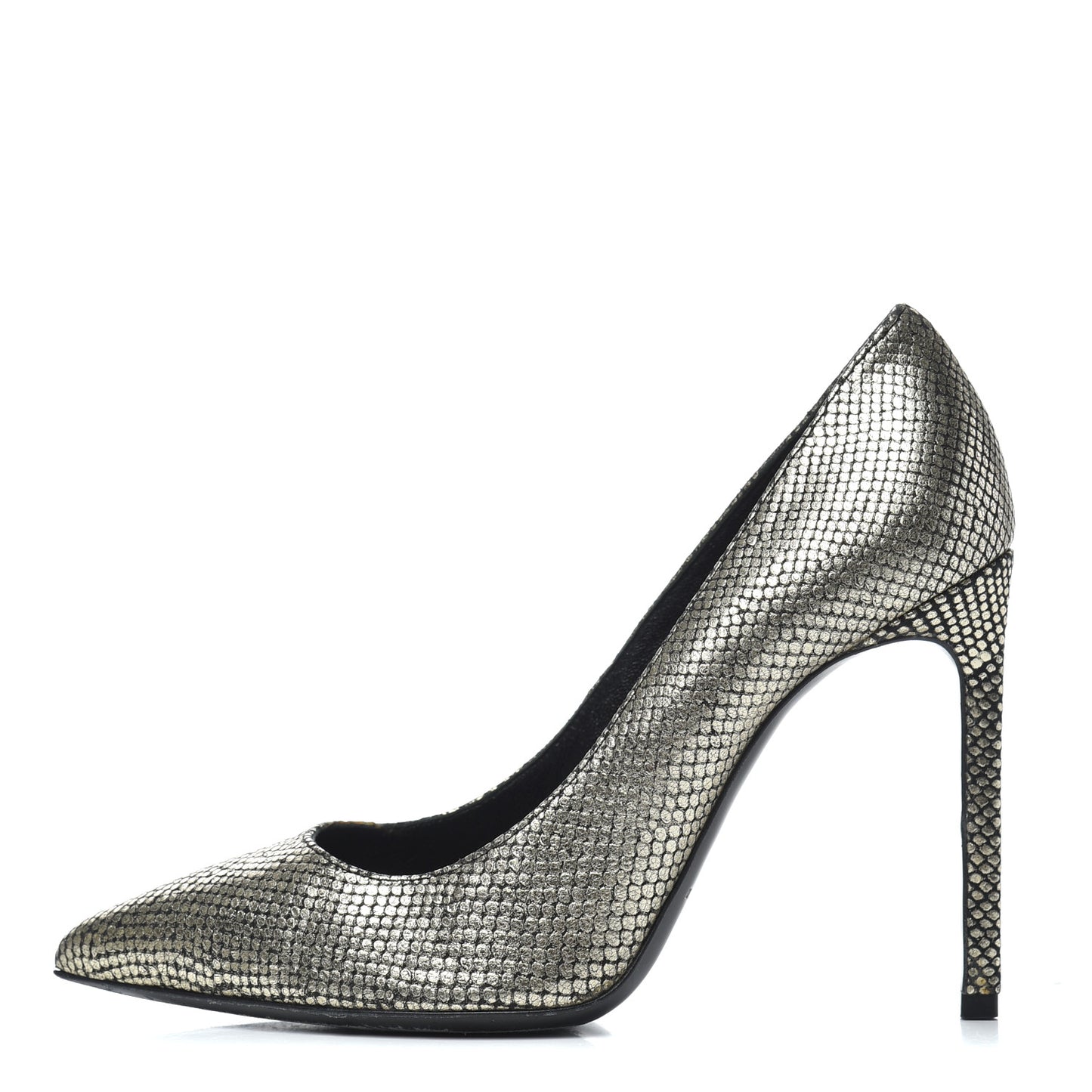 Metallic Snakeskin Embossed Calfskin Classic Paris 105 Pumps 36.5 Black Gold