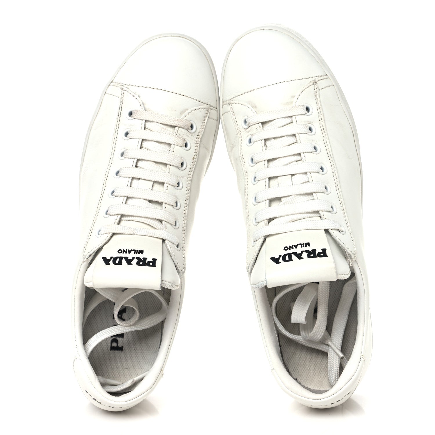 Prada Vitello Mens Logo Low Top Sneakers 43 White 2 of 10