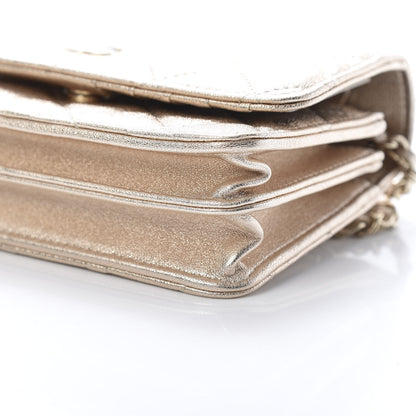 Chanel Metallic Lambskin Quilted Mini Wallet On Chain WOC Gold 10 of 11