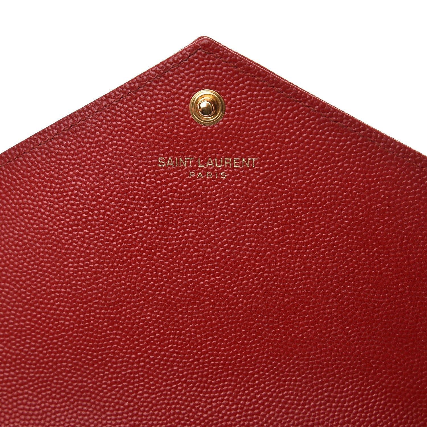 Saint Laurent Grain De Poudre Matelasse Chevron Monogram Envelope Chain Wallet New Red 6 of 7