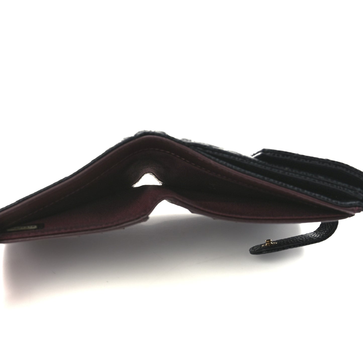 Caviar Quilted Compact French Flap Wallet Black