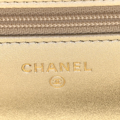 Chanel Metallic Lambskin Quilted Wallet On Chain WOC Gold 6 of 11