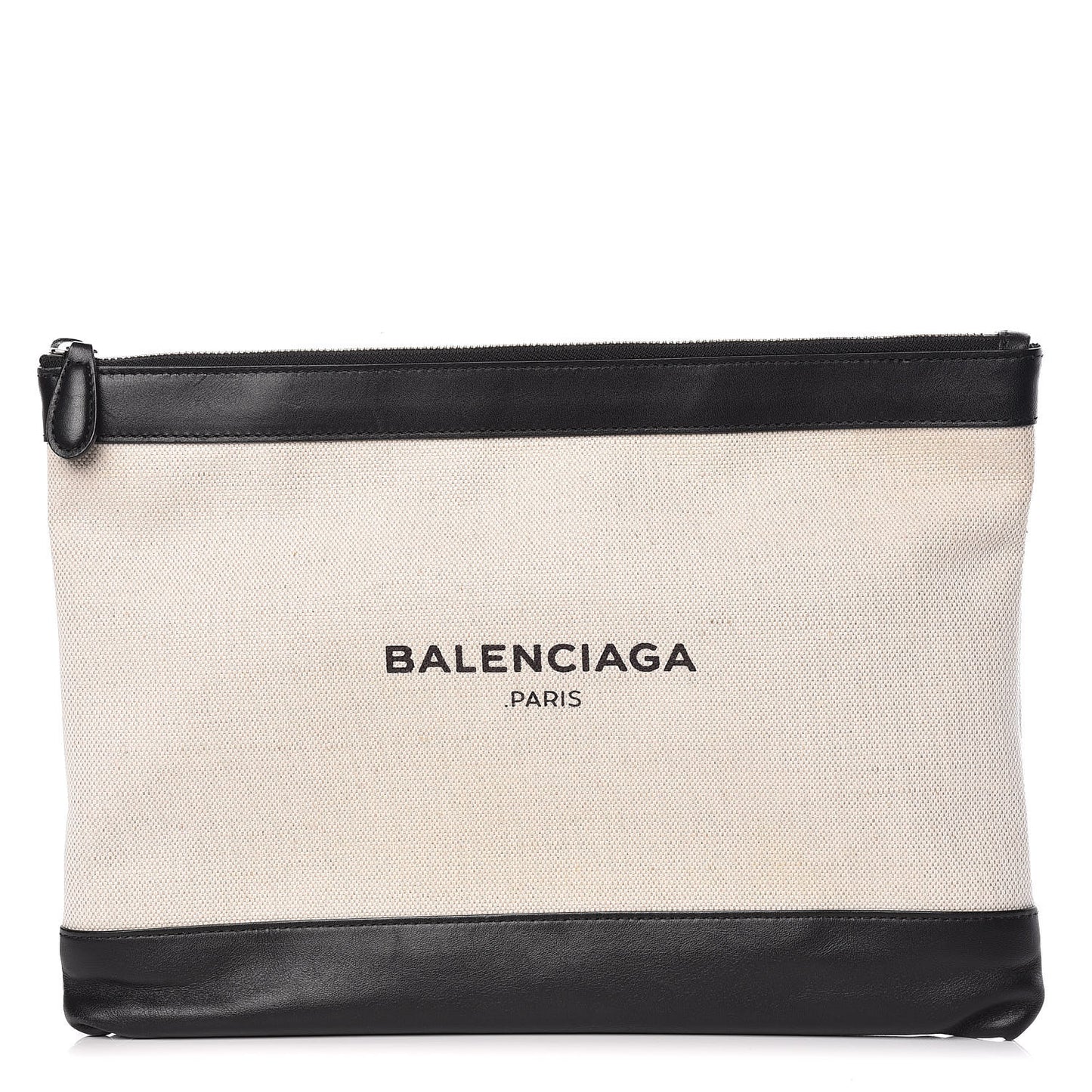 Calfskin Cotton Canvas Logo Clutch Black