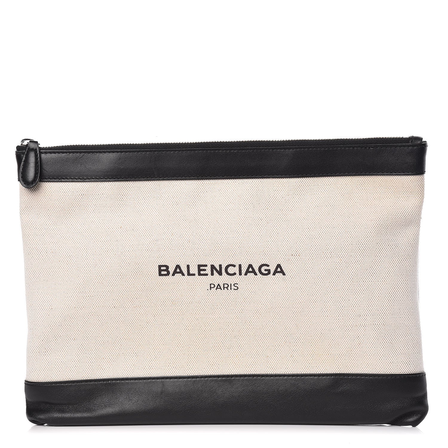 Balenciaga Calfskin Cotton Canvas Logo Clutch Black 1 of 9