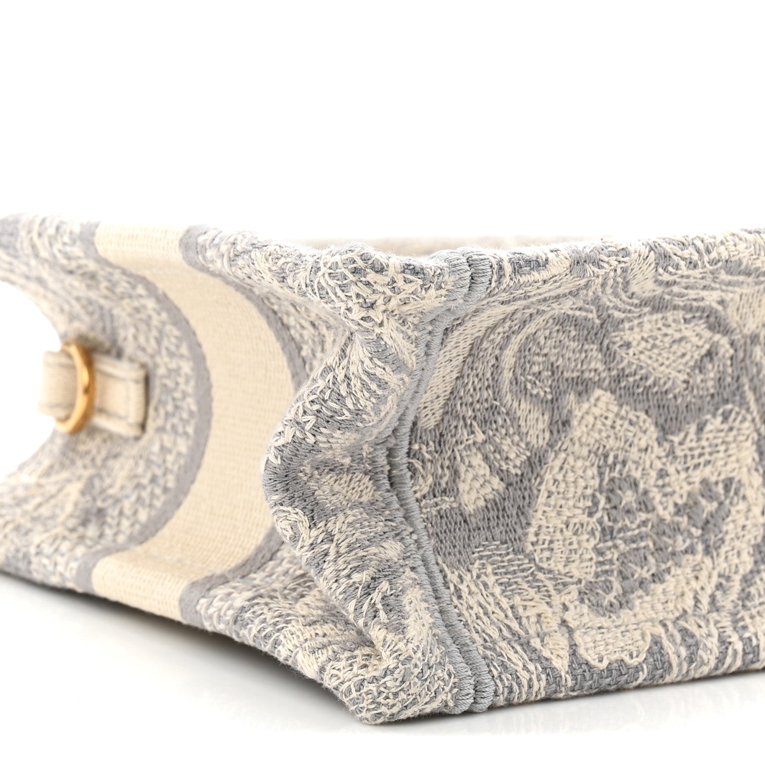Christian Dior Canvas Embroidered Toile De Jouy Reverse Mini Book Tote With Strap Grey 9 of 11