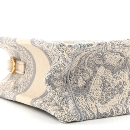 Christian Dior Canvas Embroidered Toile De Jouy Reverse Mini Book Tote With Strap Grey 9 of 11