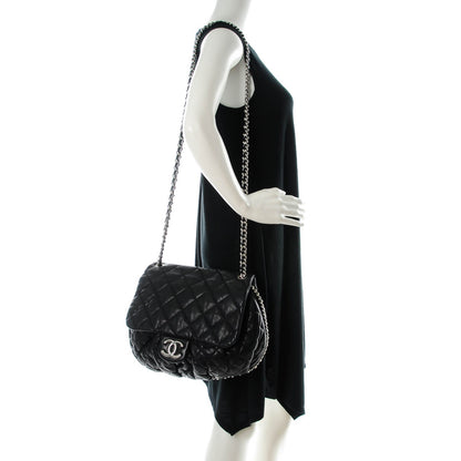 Chanel Washed Lambskin Quilted Large Chain Around Messenger Black 2 of 7