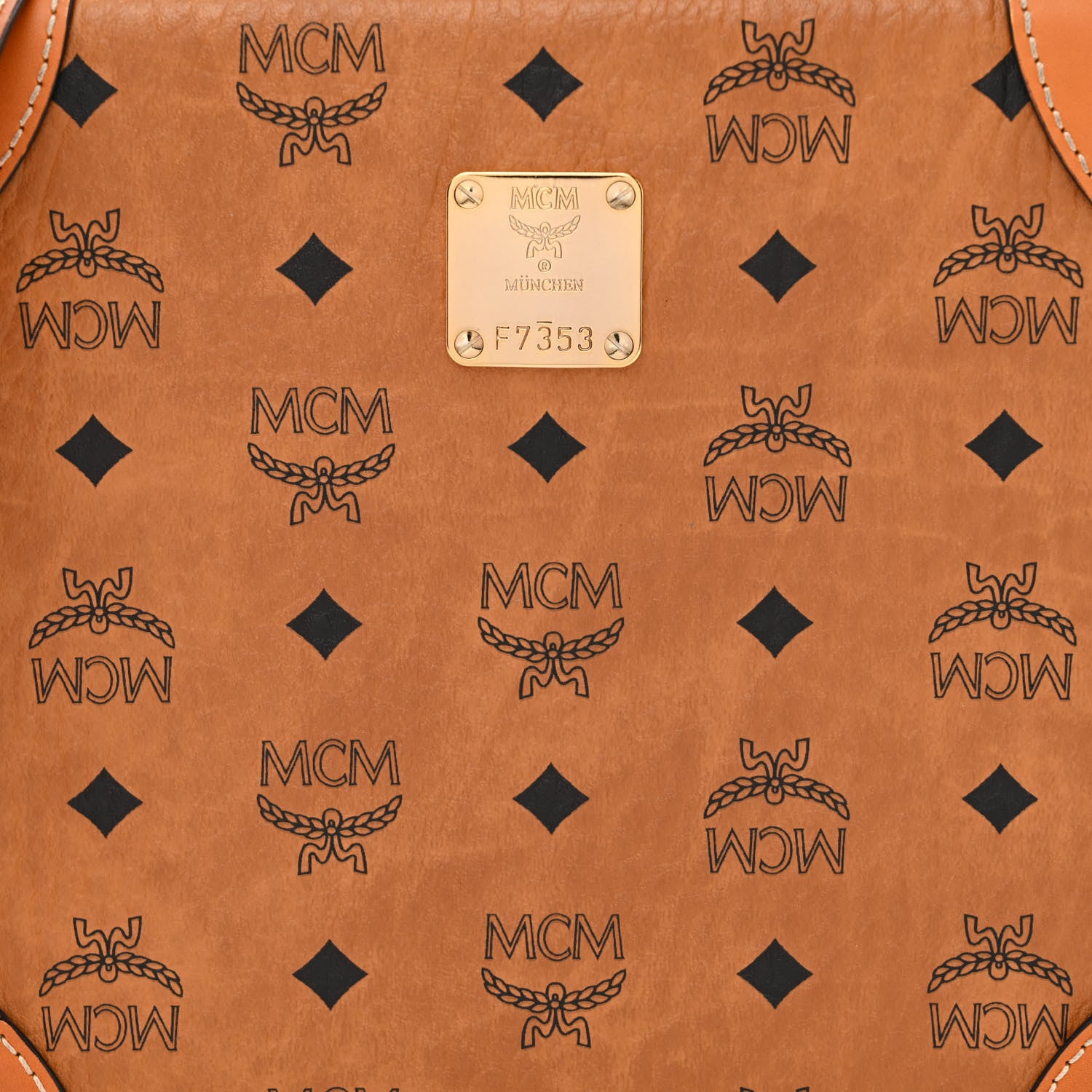 MCM Visetos Medium Berlin Crossbody Cognac 9 of 11