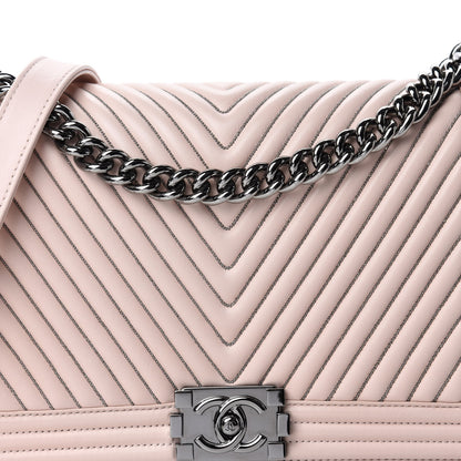 Chanel Calfskin Chevron Micro Chains Boy Flap Light Pink 10 of 10