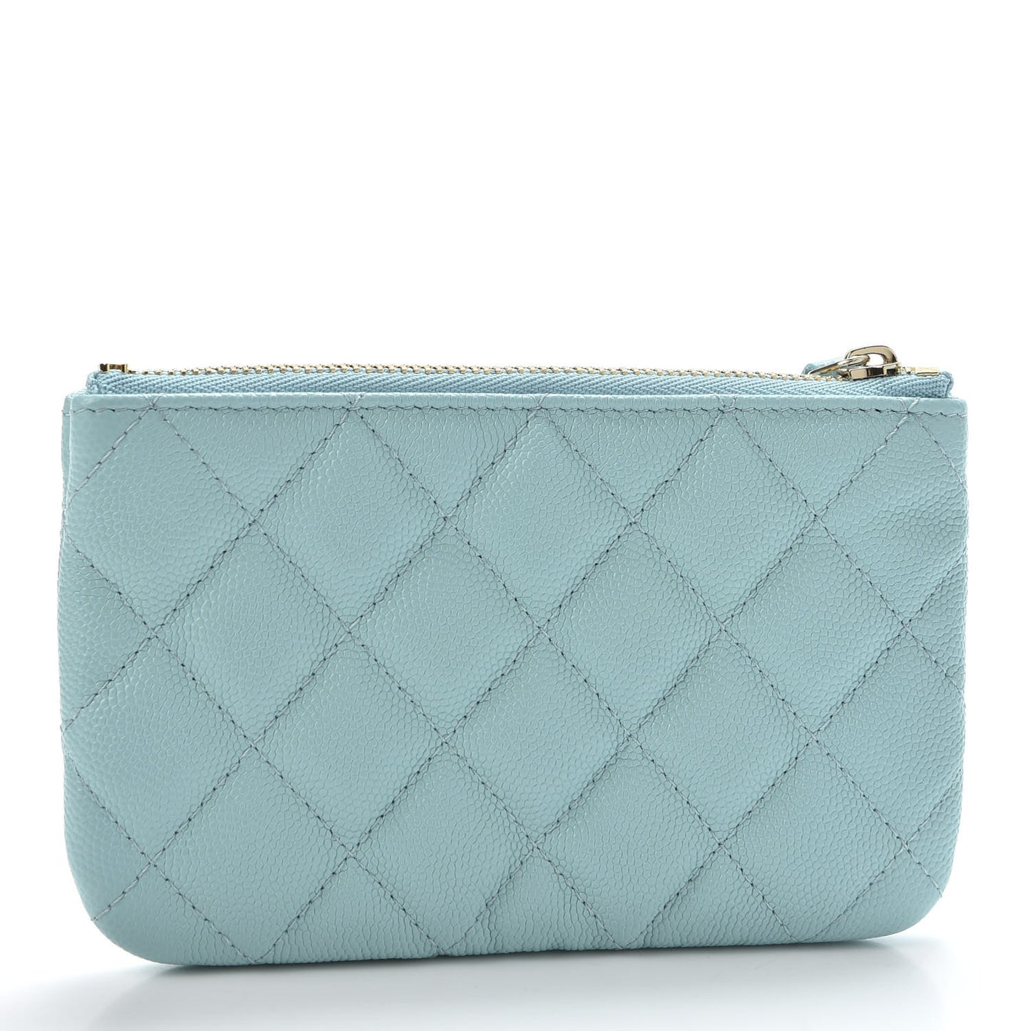 Caviar Quilted Small Cosmetic Case Light Blue