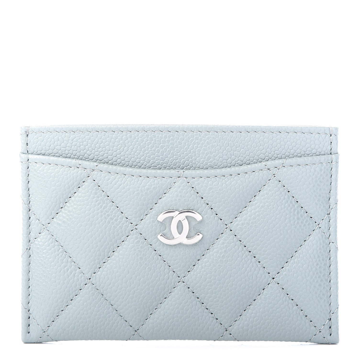 Chanel Caviar Quilted Card Holder Light Blue 1 of 9