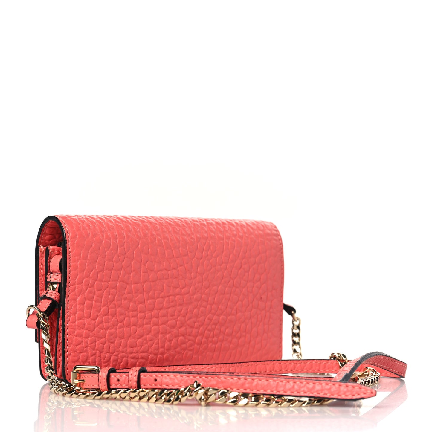 Signature Grain Small Madison Chain Clutch Orange