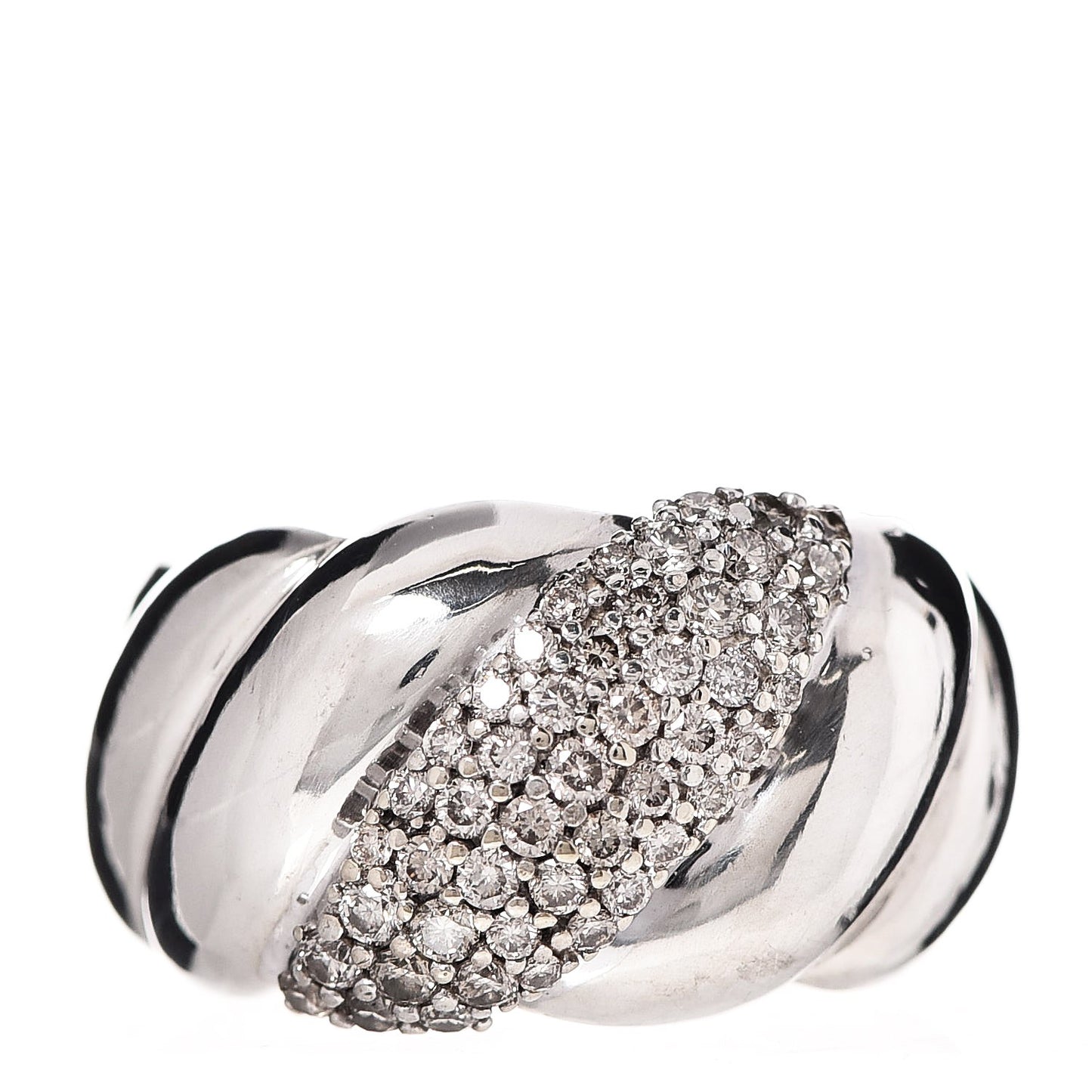 Sterling Silver Diamond 13mm Hampton Cable Ring 54 6.75