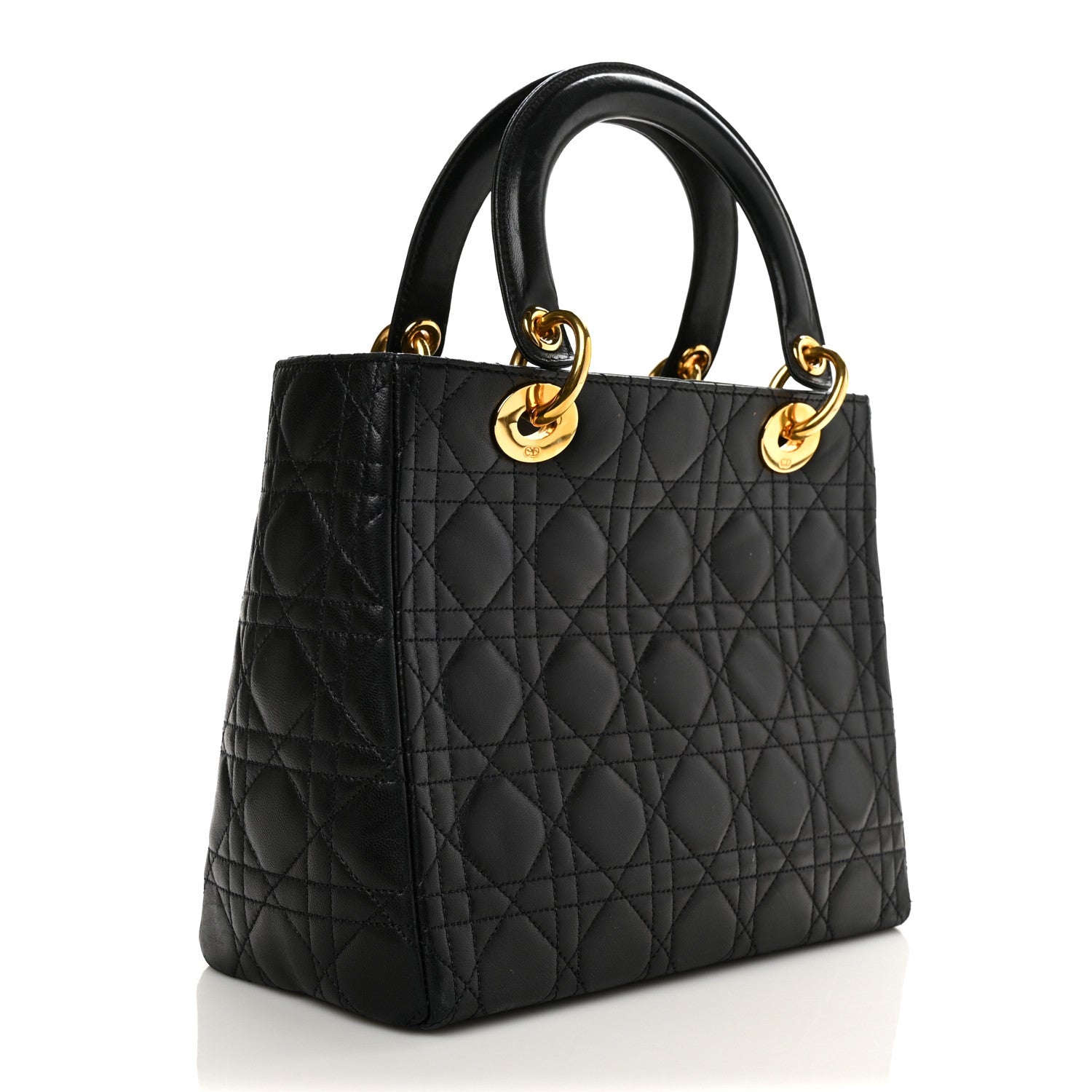 Christian Dior Lambskin Cannage Medium Lady Dior Black 3 of 12