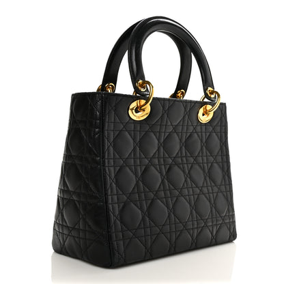 Christian Dior Lambskin Cannage Medium Lady Dior Black 3 of 12