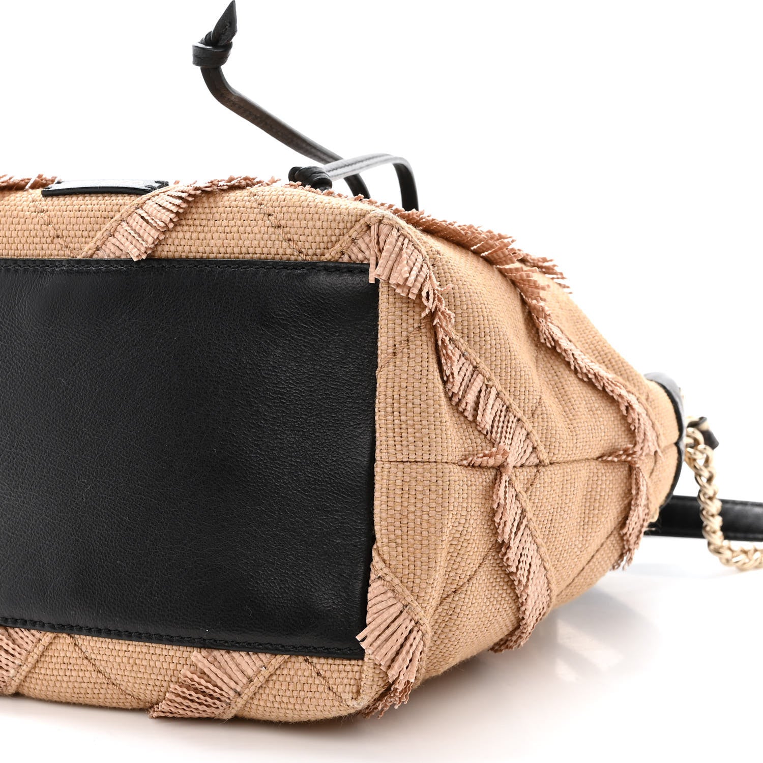 Jimmy Choo Raffia Fringe Snakeskin Juno Bucket Bag Black 9 of 9