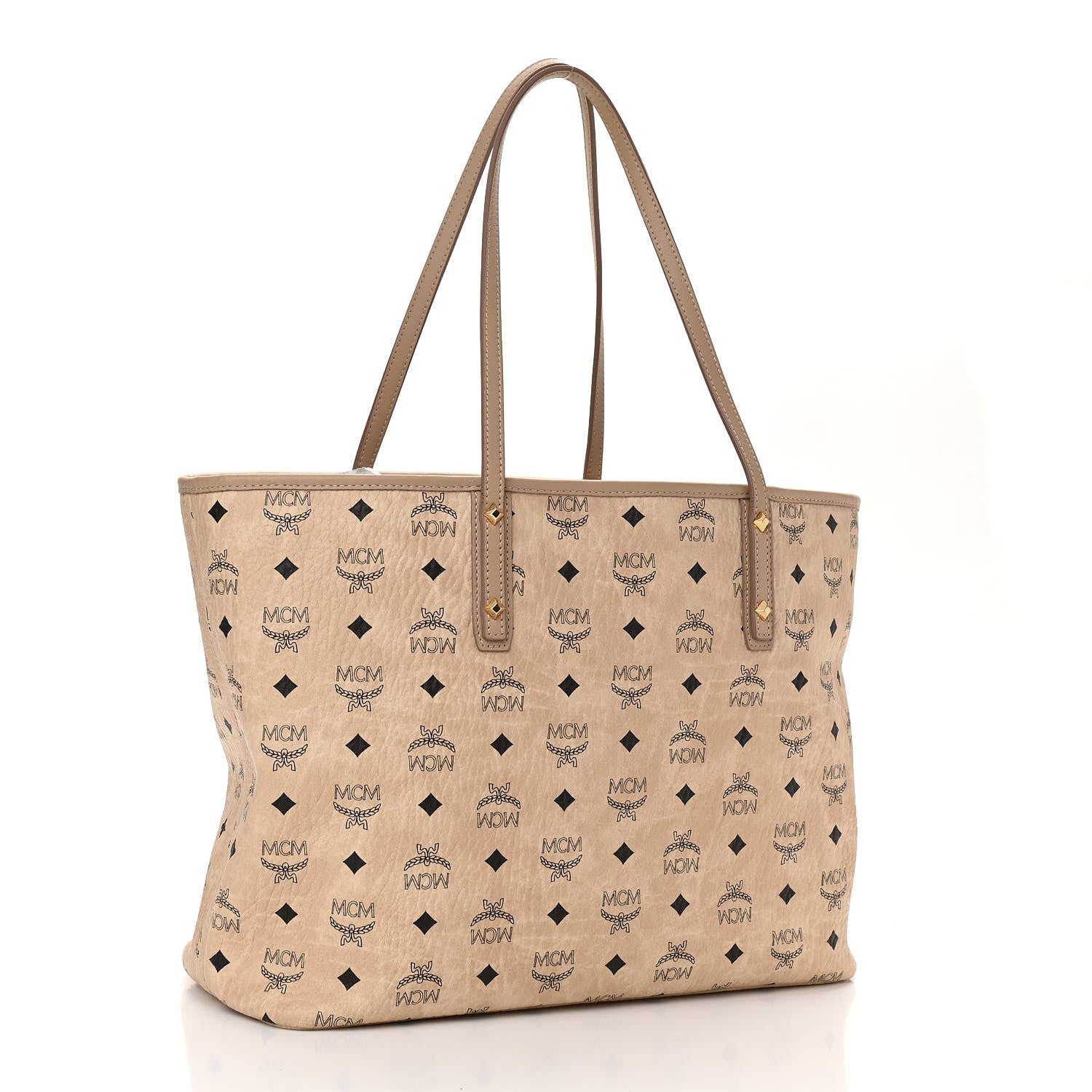 MCM Visetos Medium Anya Shopping Tote Beige 4 of 9