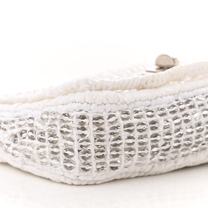 Miu Miu Raffia Beaded Flap Shoulder Flap White 9 of 10