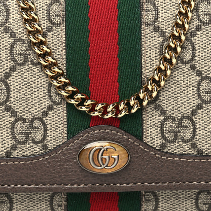 Gucci GG Supreme Monogram Web Ophidia Wallet On Chain Brown 9 of 11