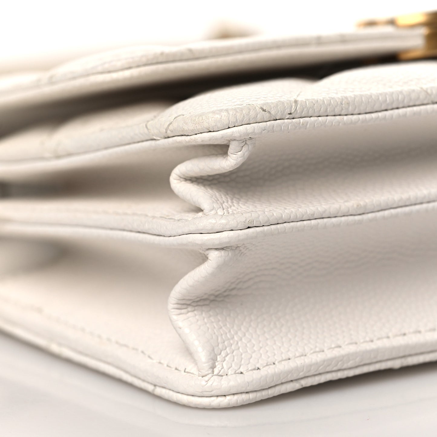 Caviar Quilted Mini Bracelet On Chain Wallet On Chain WOC White