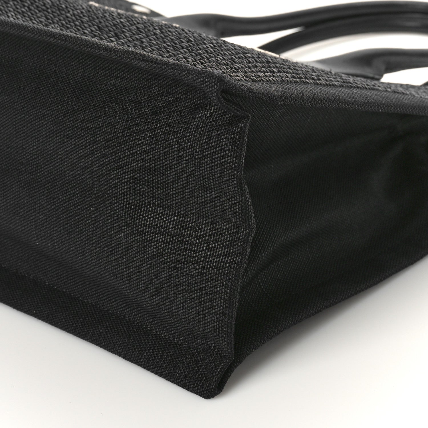 Saint Laurent Raffia Linen Calfskin Small Rive Gauche Tote Black 8 of 8