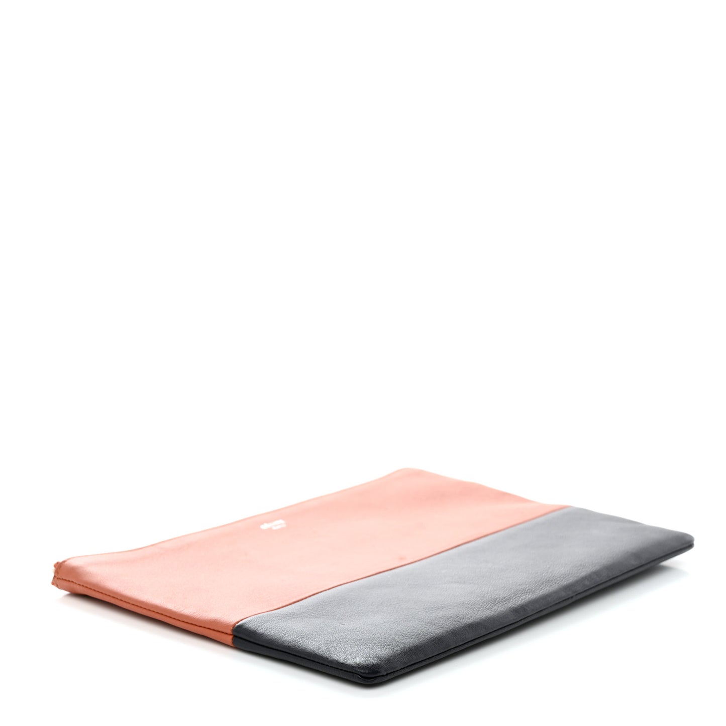 Lambskin Bi-Color Solo Clutch Pouch Terracotta Navy