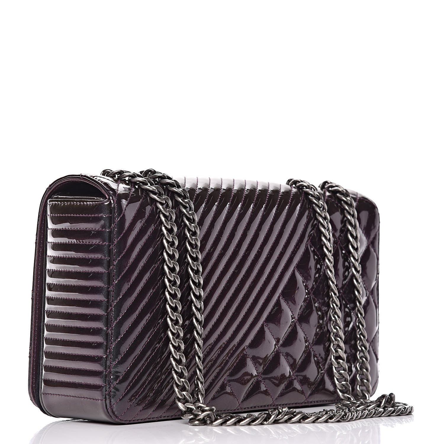 Chanel Iridescent Patent Quilted Medium Coco Boy Flap Purple 3 of 11