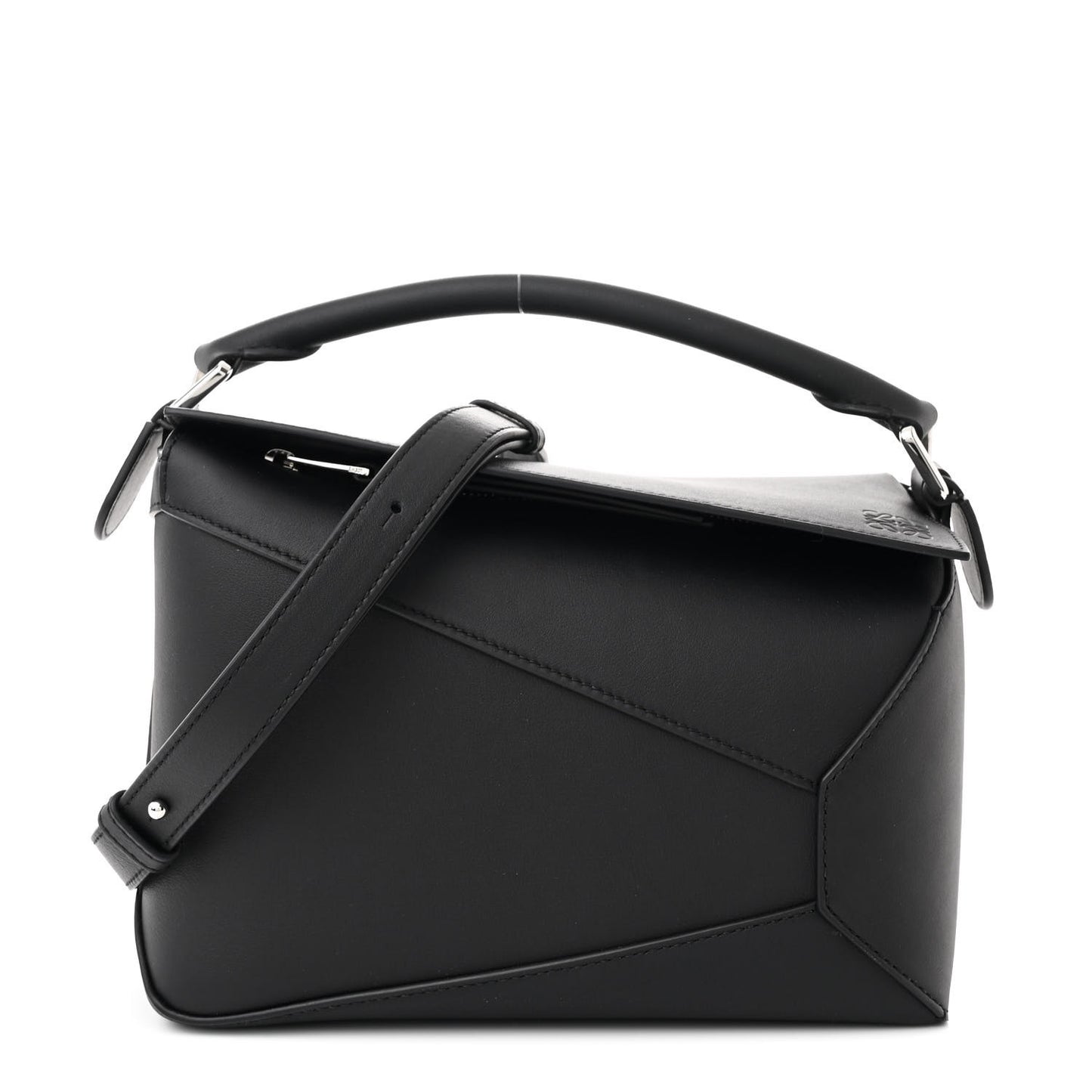 Calfskin Small Puzzle Edge Bag Black