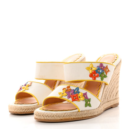 Louis Vuitton Canvas Espadrille Wedge Sandals 38 Multicolor 3 of 9