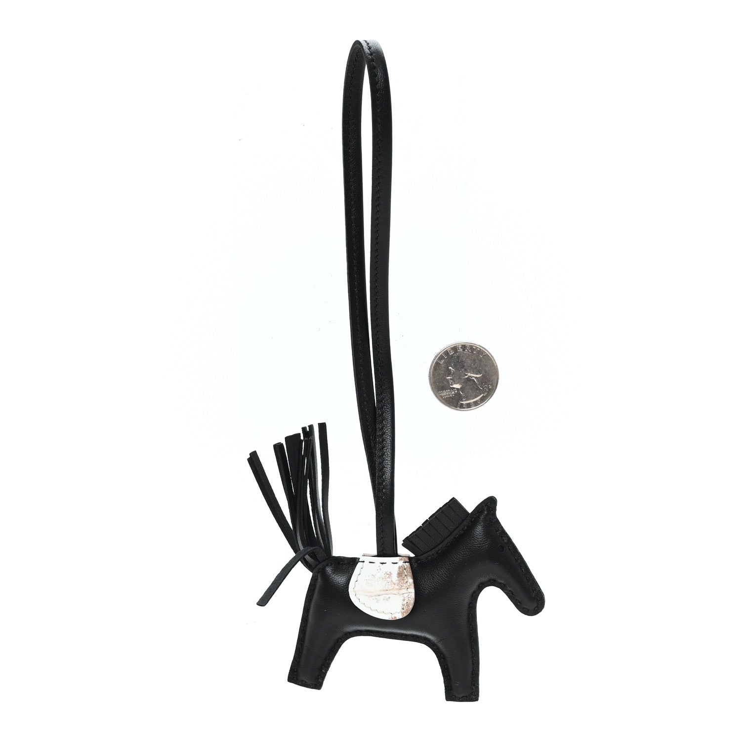 Hermes Milo Lambskin Matte Niloticus Crocodile Himalaya Touch Grigri Rodeo Horse Bag Charm PM Black White 2 of 4