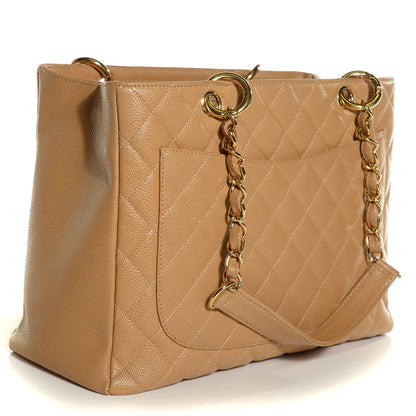 Chanel Caviar Quilted Grand Shopping Tote GST Beige 3 of 7