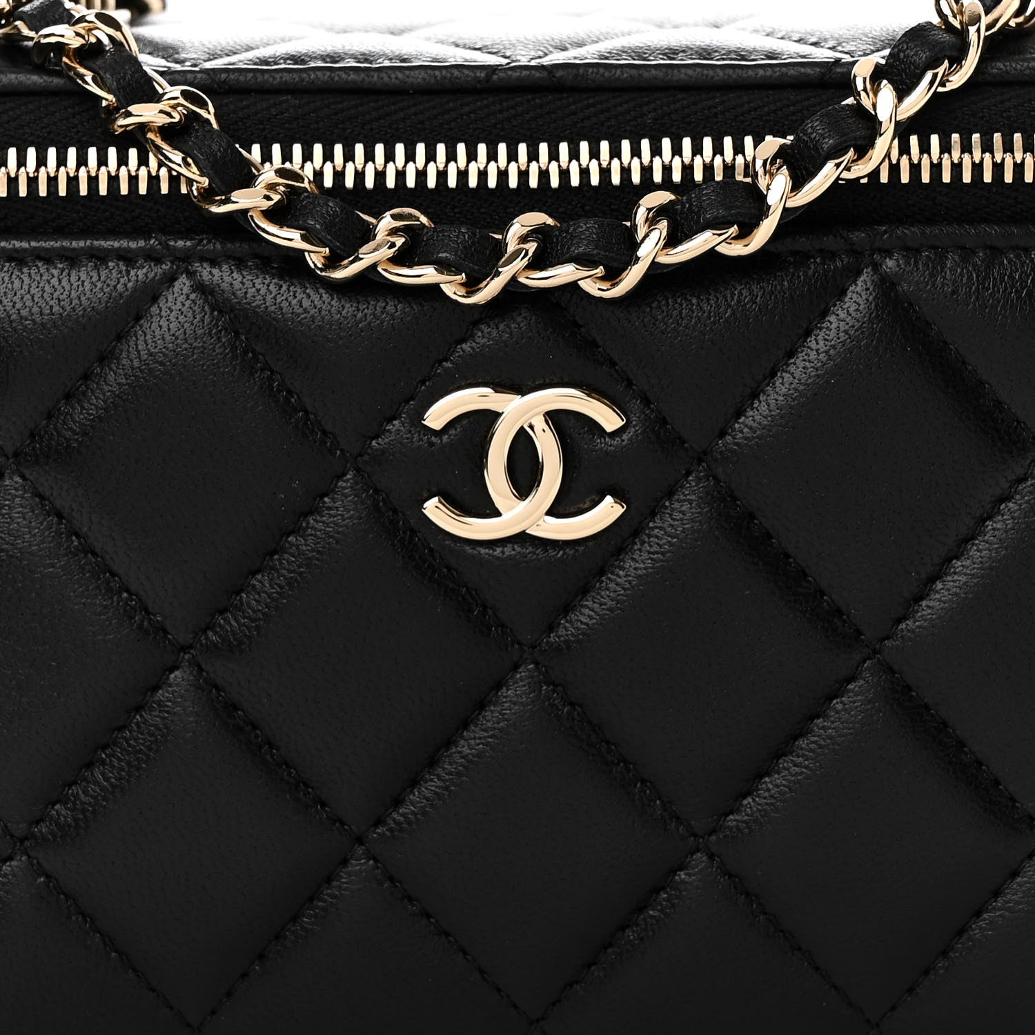 Chanel Lambskin Quilted Small Top Handle Vanity Case With Chain Black 8 of 10