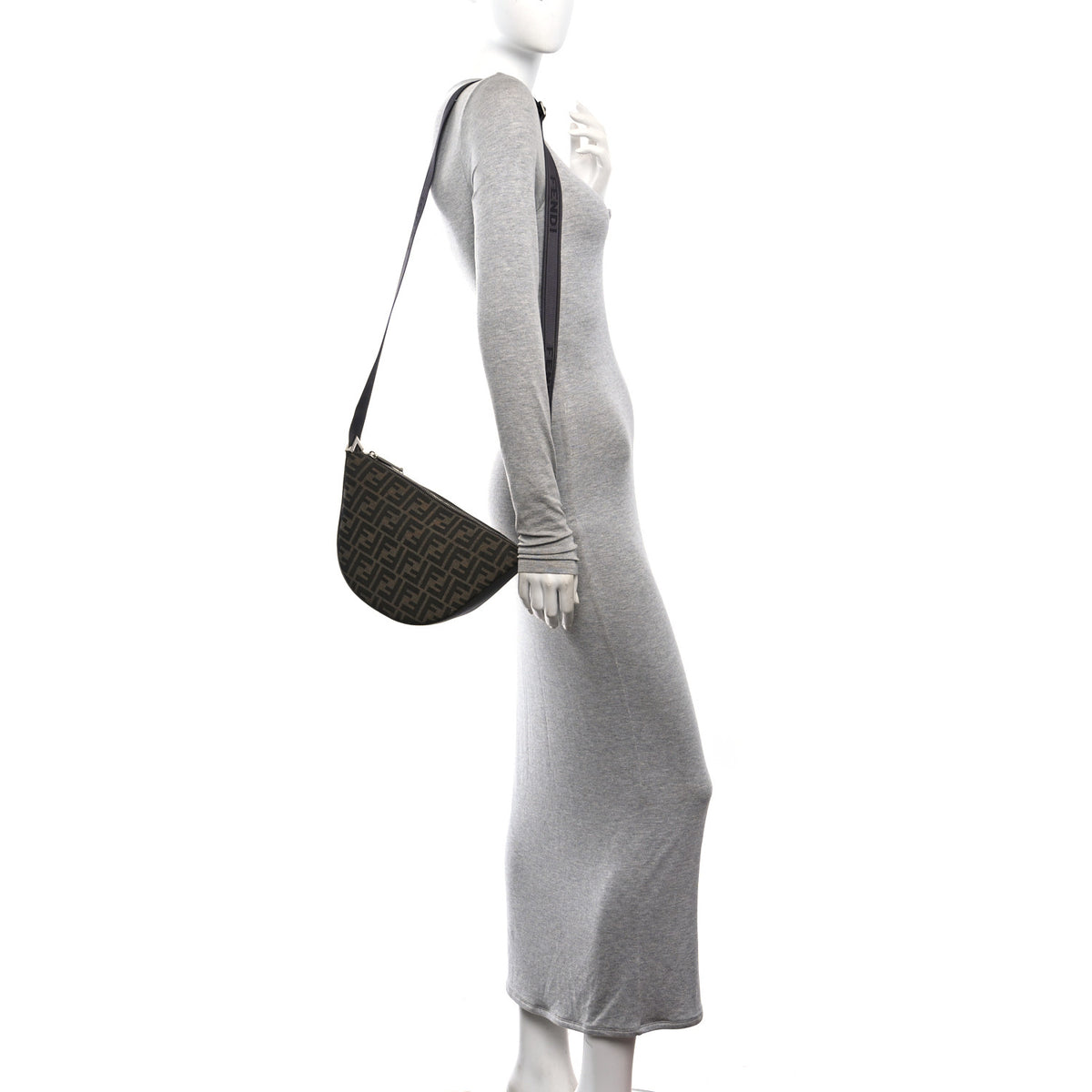 Fabric Jacquard FF Small Melon Bag Tobacco Moro Ebano