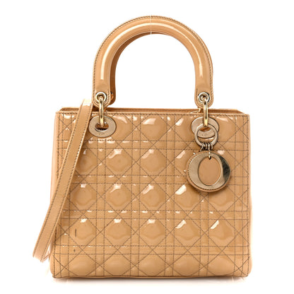 Christian Dior Patent Cannage Medium Lady Dior Beige 1 of 9