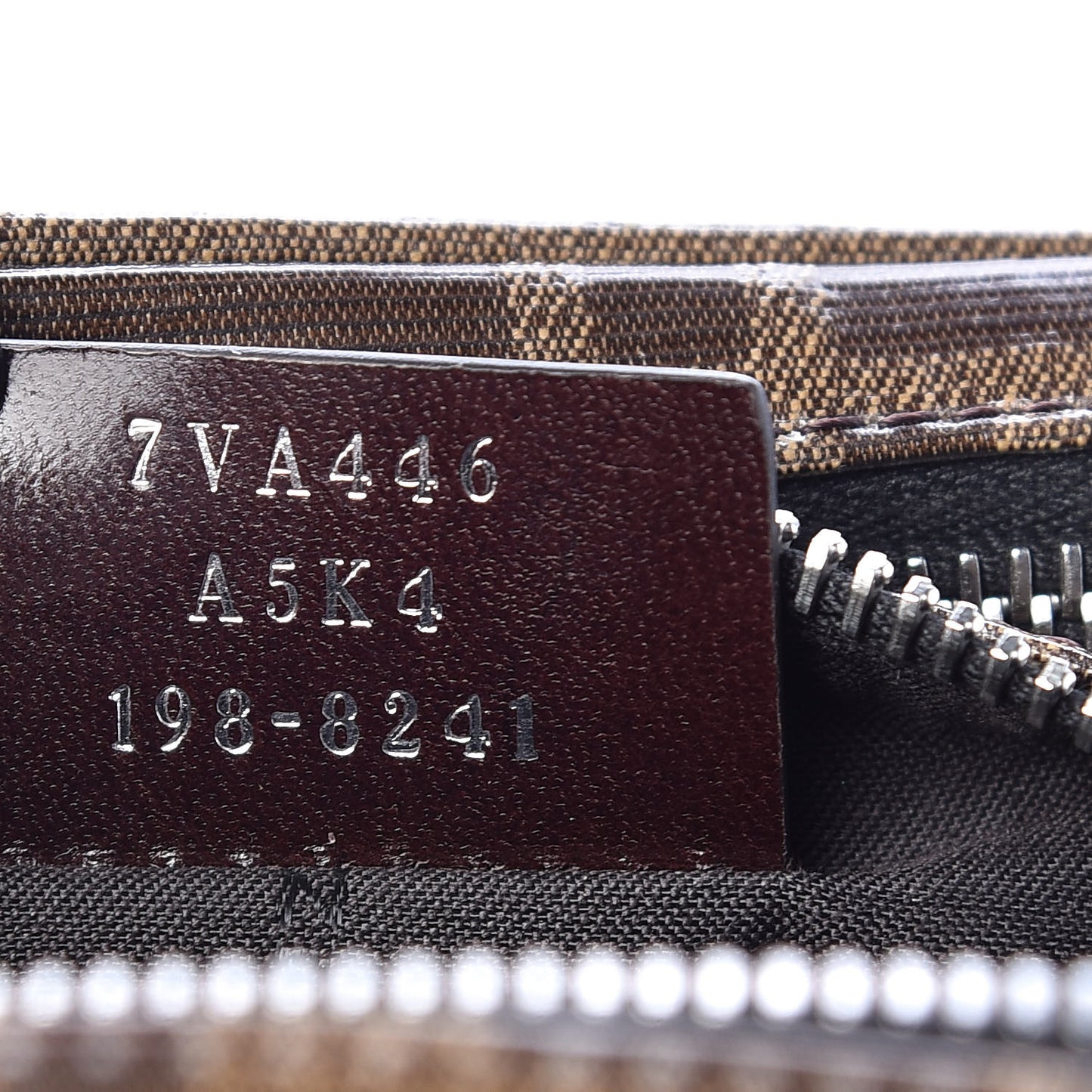Glazed Fabric Vitello Century FF 1974 Stamp Patch Mens Pocket Belt Bag Mogano Panna Black