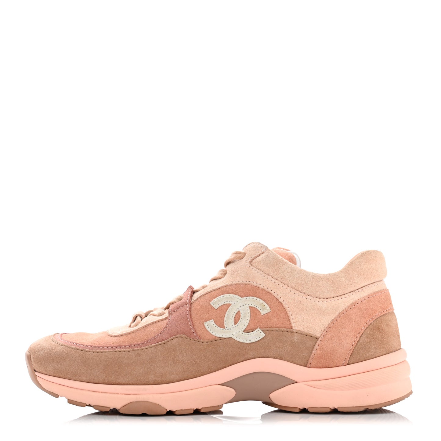Nylon Lambskin Suede Calfskin CC Sneakers 36.5 Pink