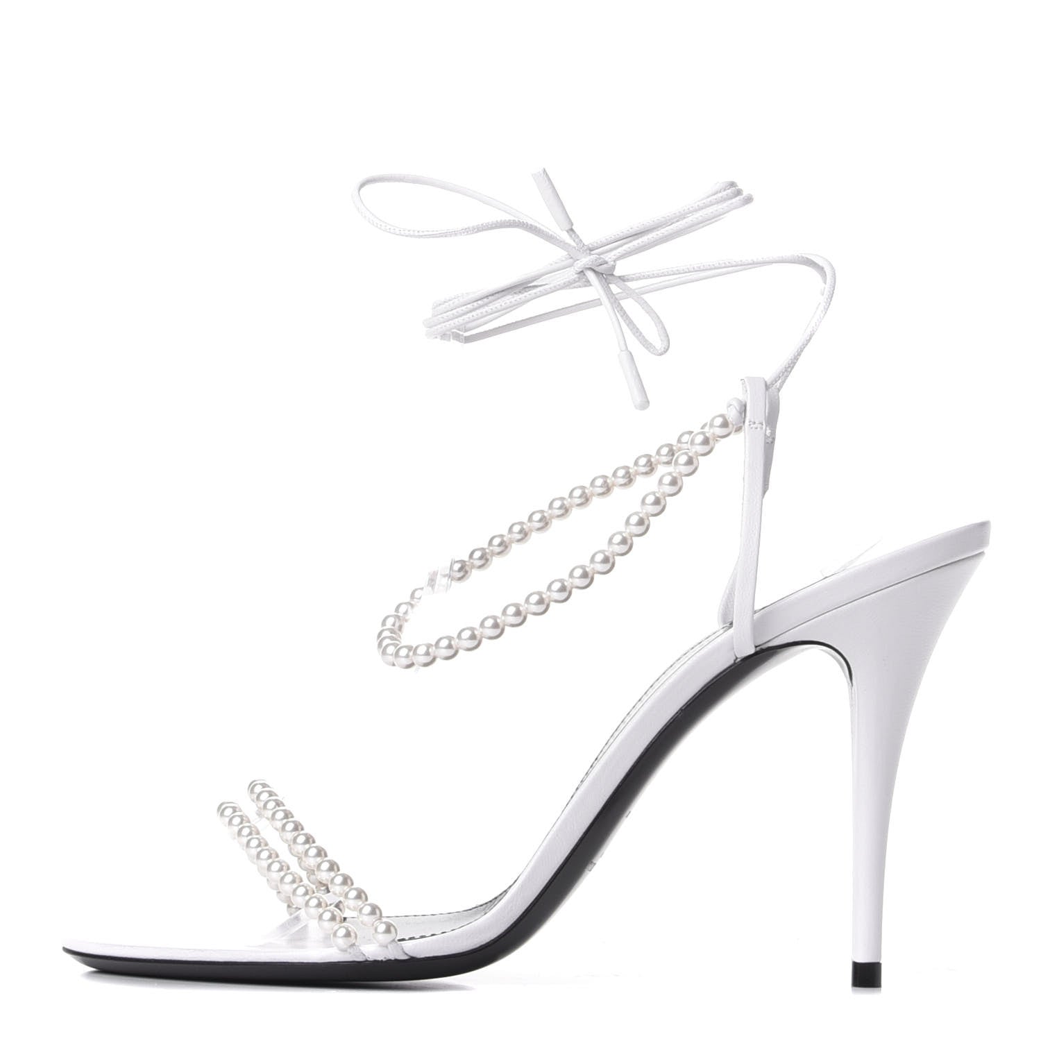 Saint Laurent Pearl Embellished Wrap Pumps 39 White 1 of 10