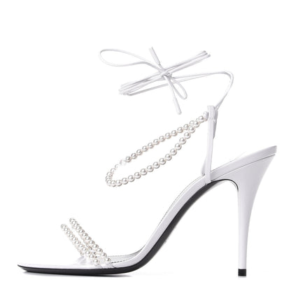 Saint Laurent Pearl Embellished Wrap Pumps 39 White 1 of 10