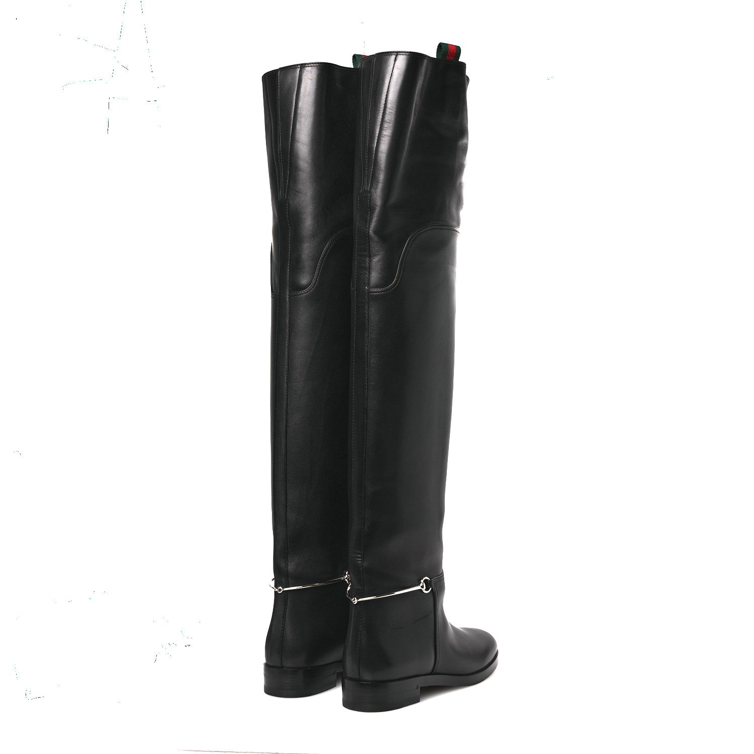 Gucci Calfskin Slim Horsebit Over The Knee High Boots 37 Black 5 of 13